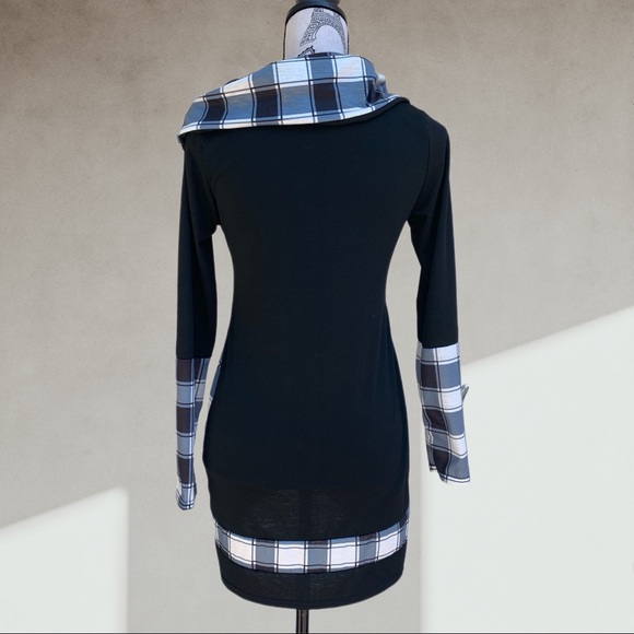 Checkered jersey knit top SMALL - Picture 4 of 4